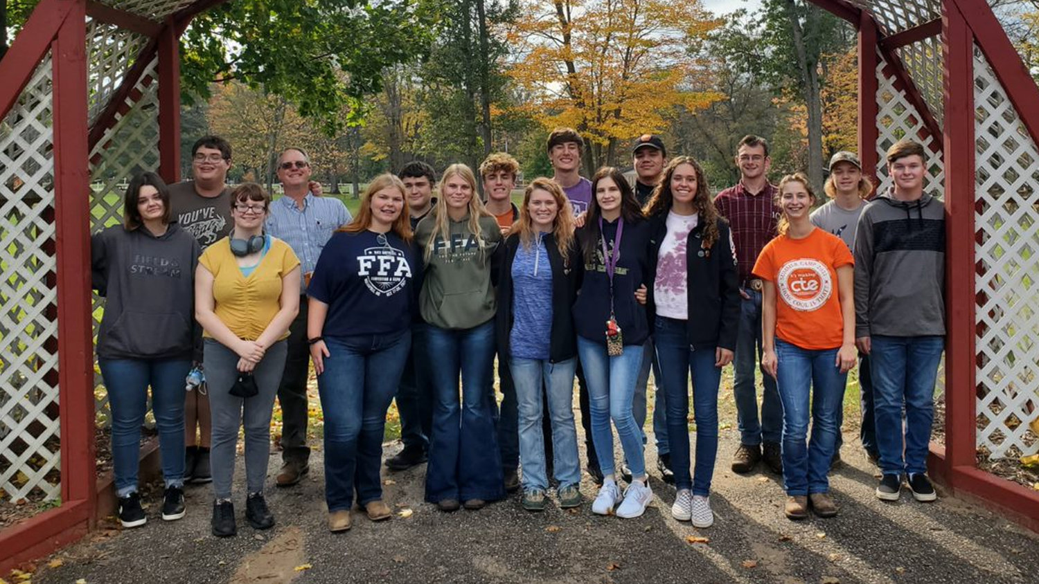 Michigan Farm Bureau 2023 Educator of the Year Anthony Wood (fourth from left) has worked tirelessly to bring the dream of having agricultural science classes and an FFA Chapter back to Clare and Gladwin Counties.